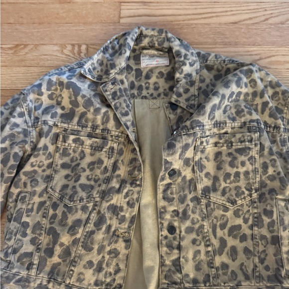 FREE PEOPLE We The Free Opal Swing Printed Denim Jacket - Leopard X-SMALL - Picture 6 of 13